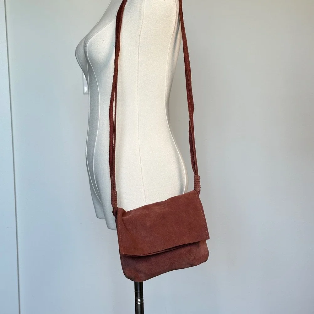 Urban Outfitters Suede Crossbody Bag Foldover Boho Y2K Dusty Rose Small Festival